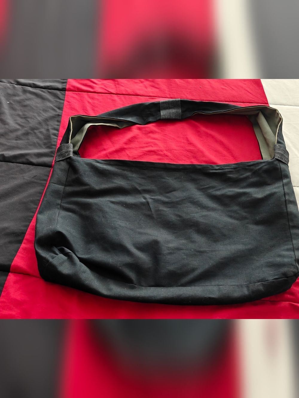 Black Canvas Crossbody Bag - Unbranded